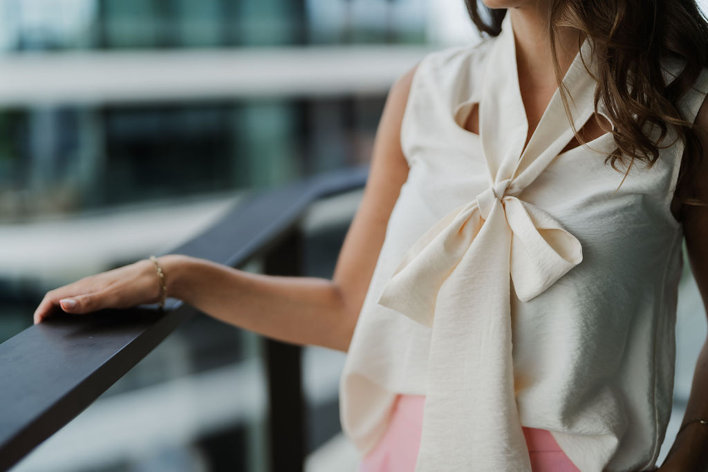 Caden Tie Neck Top / Birch