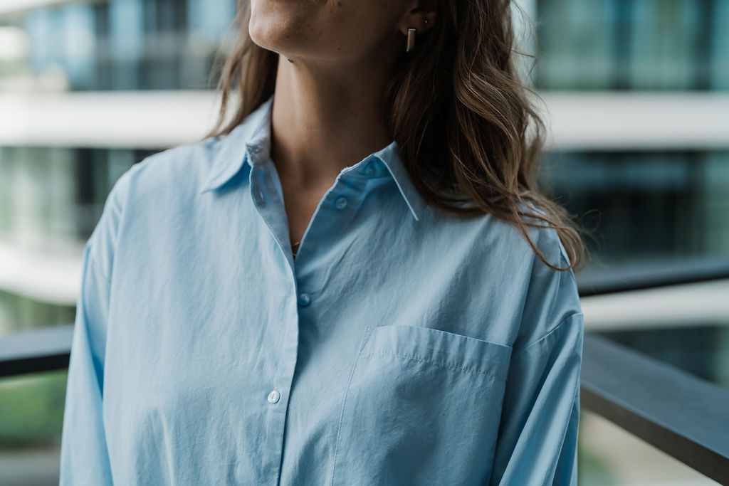 Astha LS Cropped Boxy Shirt Cashmere Blue