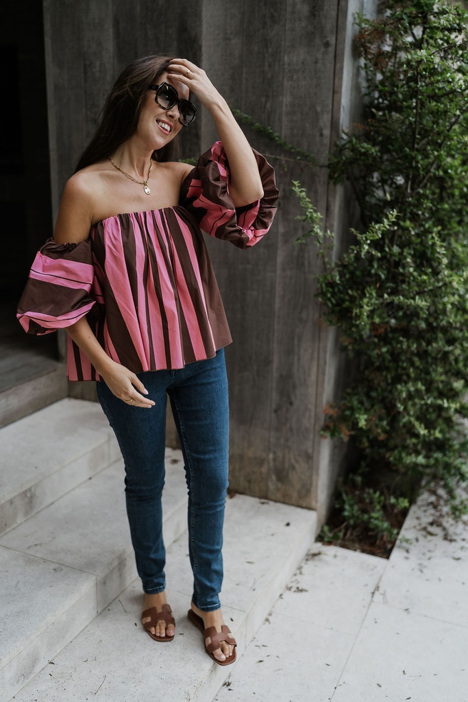 Cecil Striped Blouse Chocolat/Pink