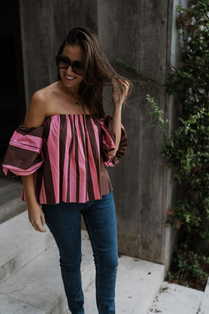 Cecil Striped Blouse Chocolat/Pink