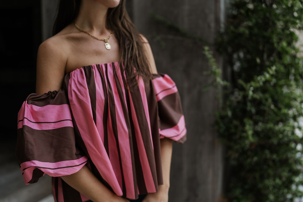 Cecil Striped Blouse Chocolat/Pink
