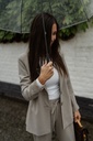 SC/ Tailored Blazer Striped Sand