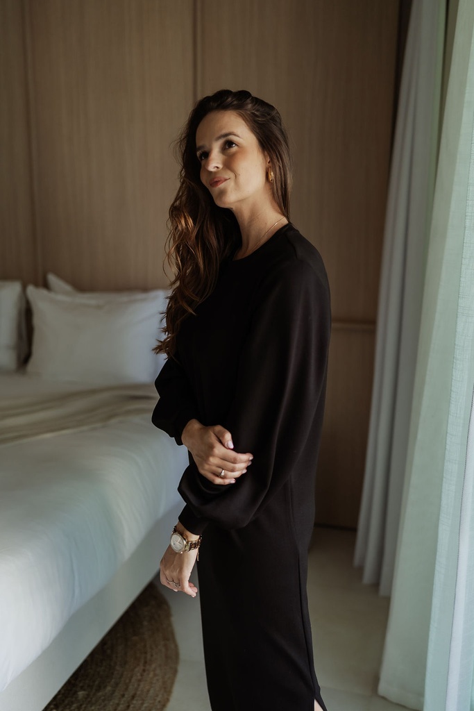 SC Blouse Sweater Dress Black