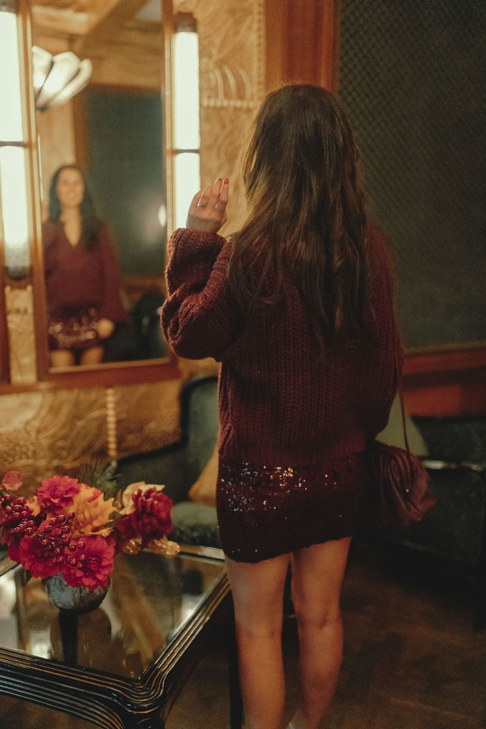 Margot Mini Skirt Sequins Burgundy