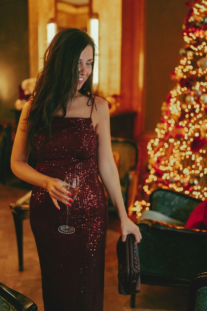 Lize Dress Straps Burgundy