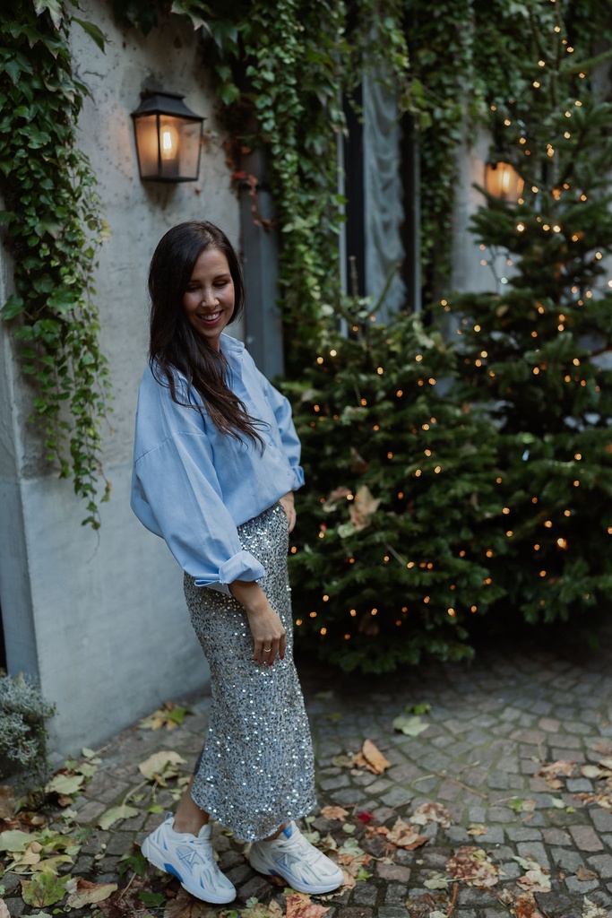 Ella Skirt Sequins Silver