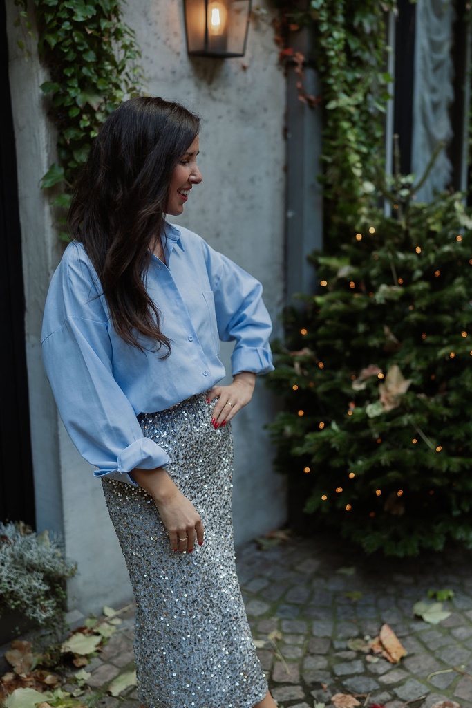 Ella Skirt Sequins Silver