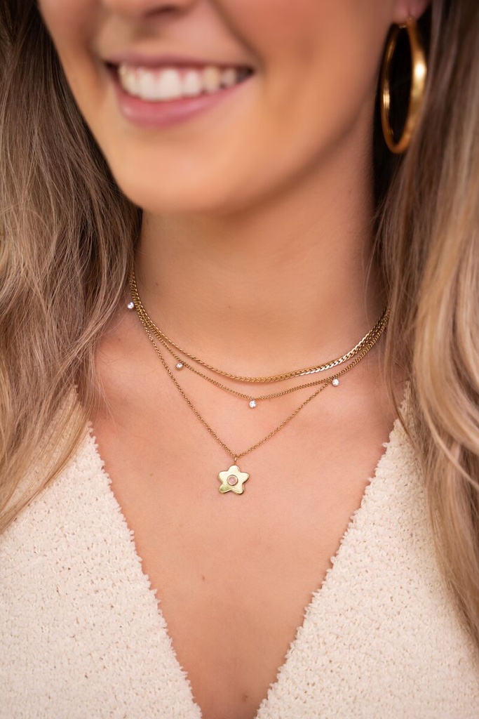My Necklace Five Rhinestones Gold