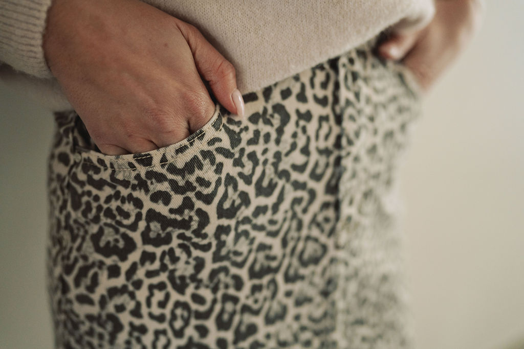 Mara Denim Mini Skirt Leopard