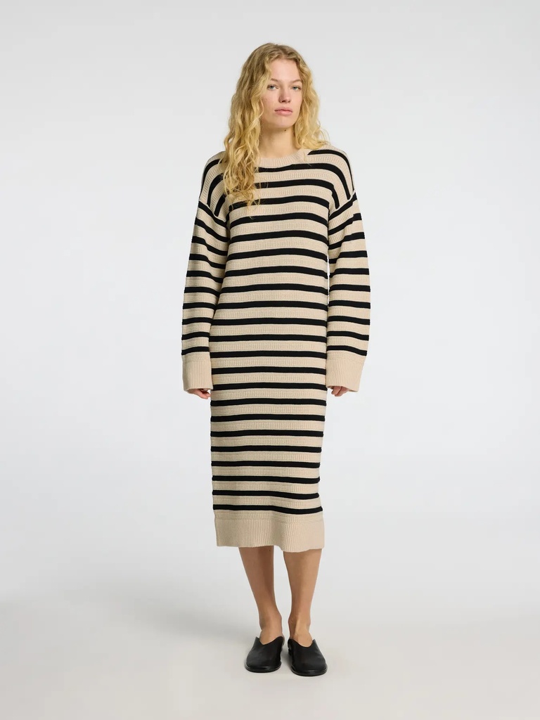Fina Knit Stripe Dress Birch