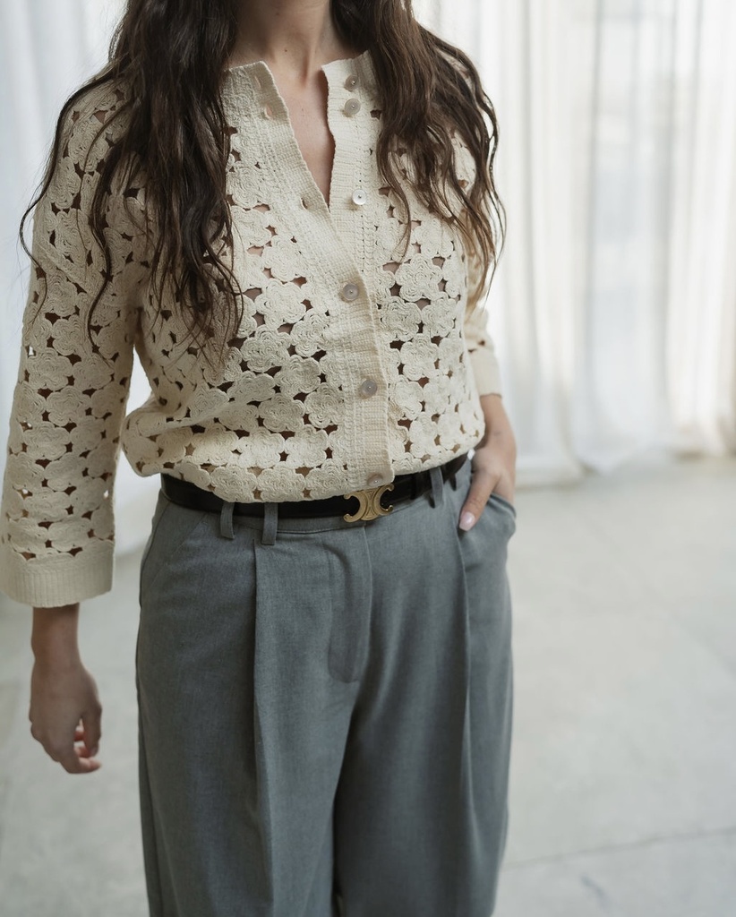 Hatty 3/4 Crochet Cardigan Birch