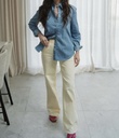 Alice-Cora Wide Denim Anis Flower