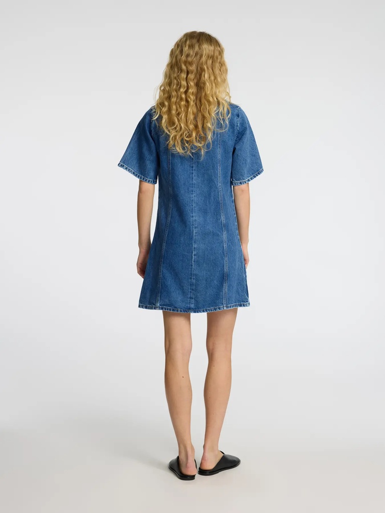 Rie 2/4 Short Dress Blue Denim