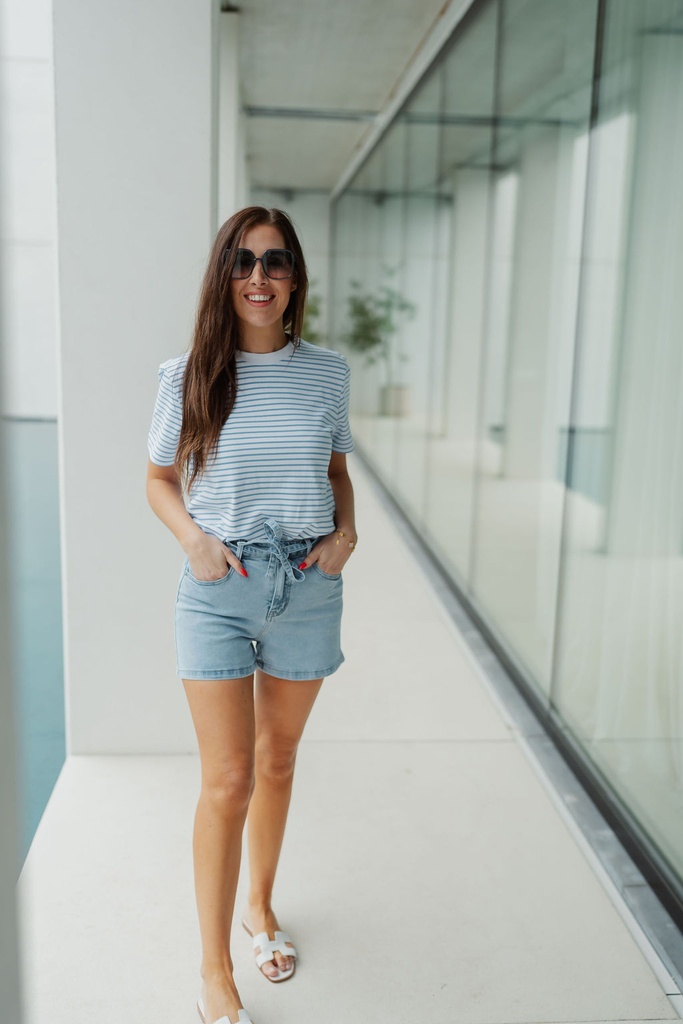 Essential Striped Boxy Tee Cornflower