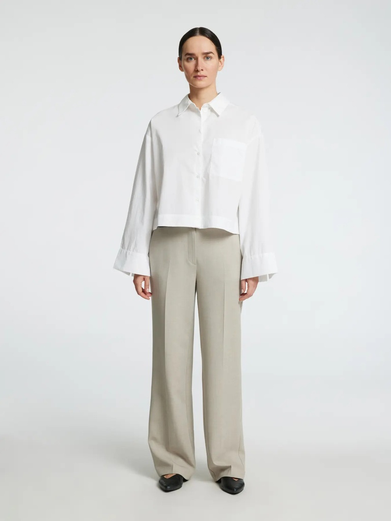 Astha LS Cropped Boxy Shirt Bright White