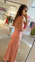 Long Satin Strap Dress Soft Peach