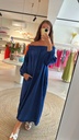 Dress Off Shoulder Shiny Blue