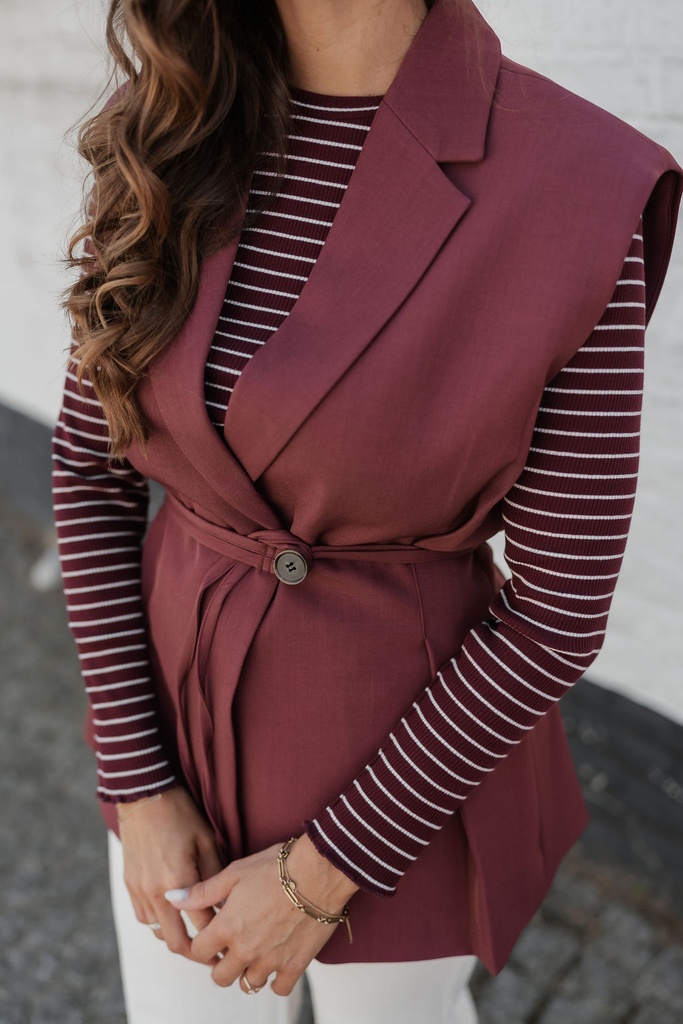 Vest Burgundy Button Strap