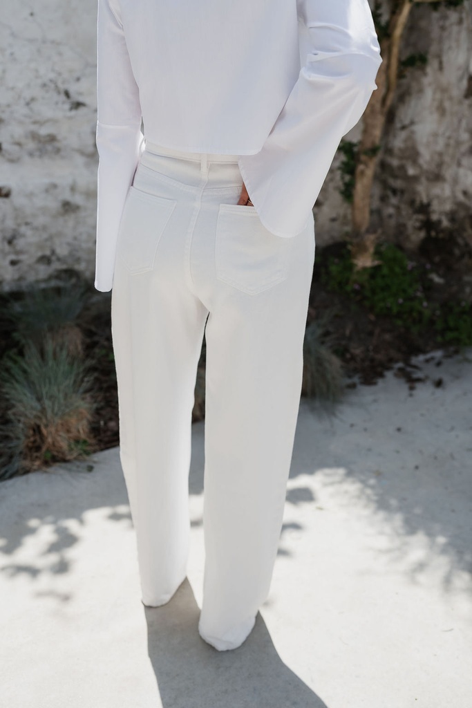 Denim Pants Dad Fit White
