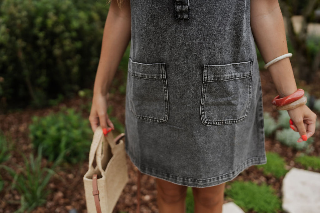Straight denim dress grey