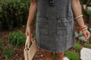 Straight denim dress grey