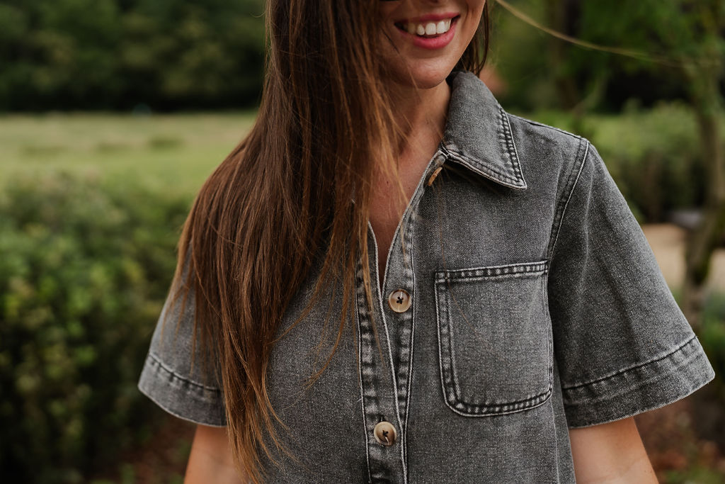 Straight denim dress grey