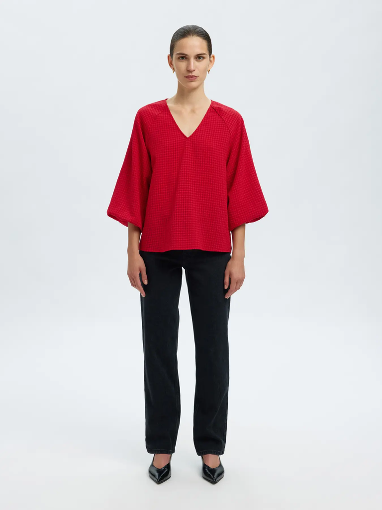 3/4 V-Neck Top Amida Red