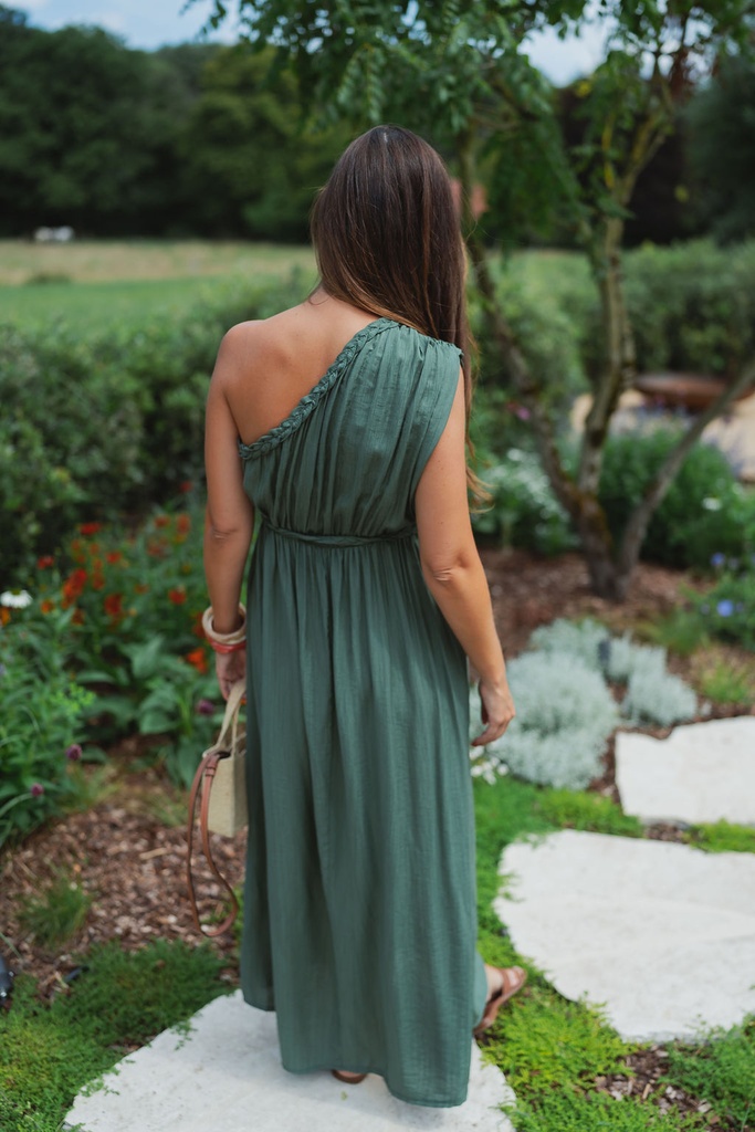 One shoulder dress khaki