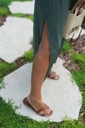 One shoulder dress khaki