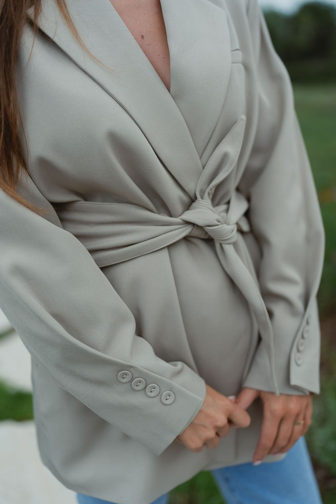 Blazer with belt beige