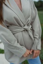 Blazer with belt beige