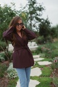 Blazer with belt burgundy