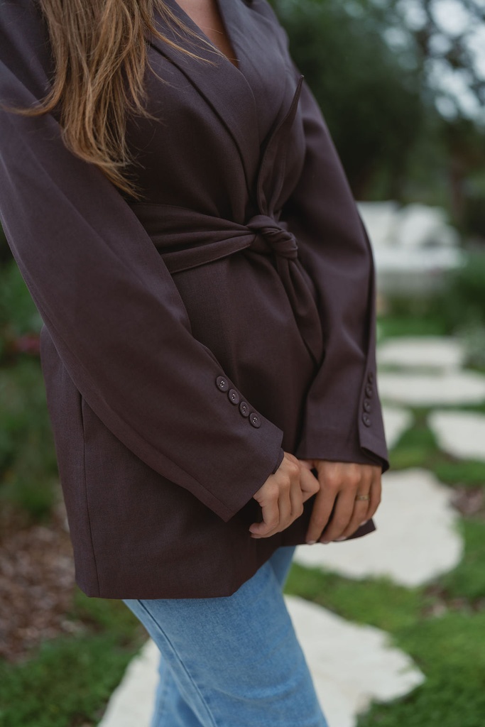Blazer with belt dark vieux rose