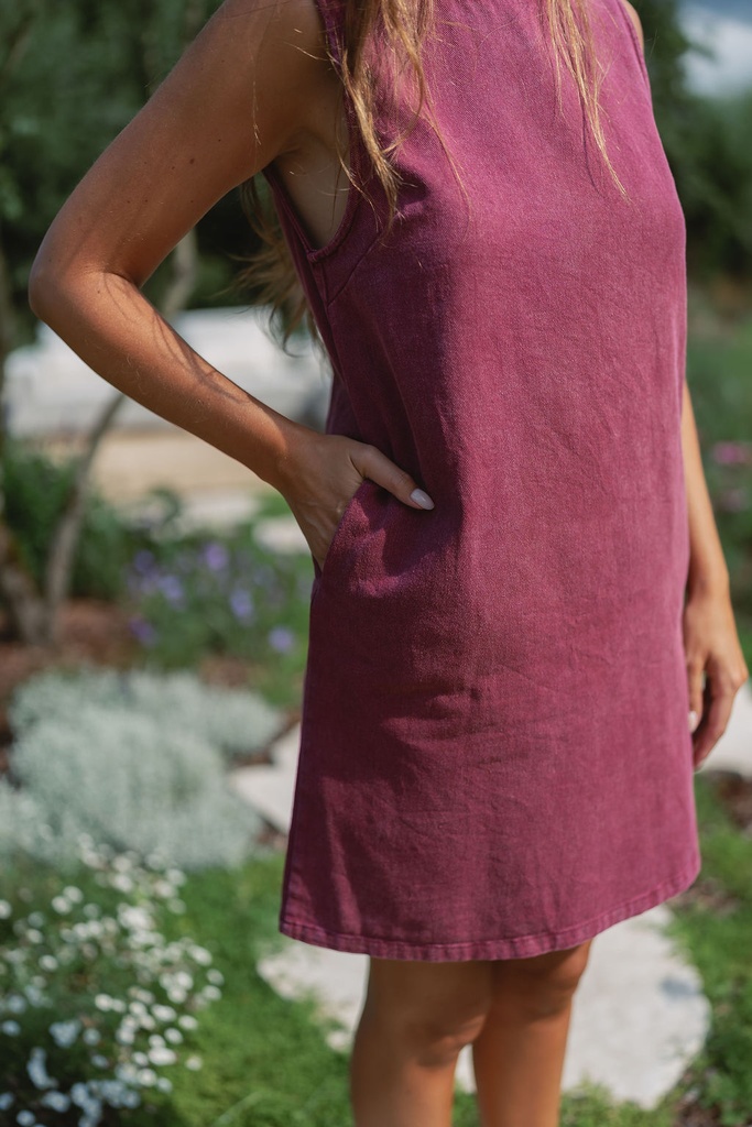 Denim dress burgundy