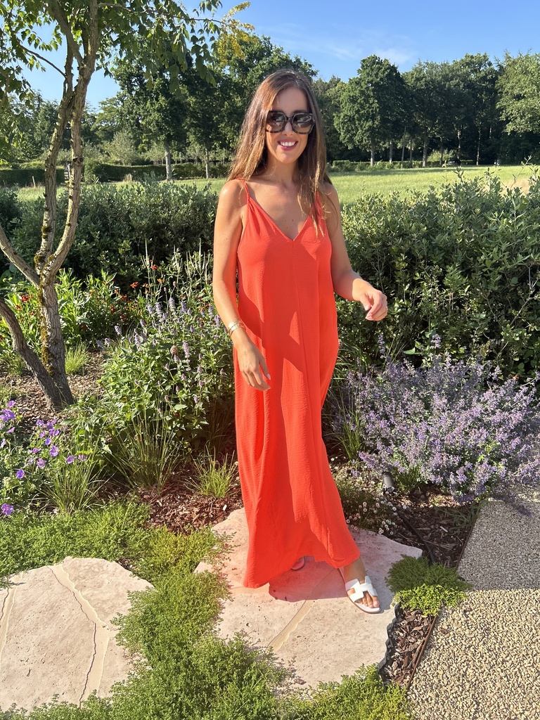 Maxi strap dress coral