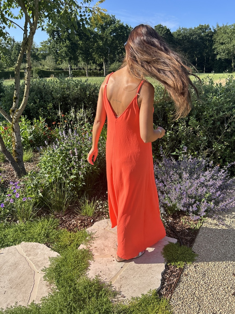 Maxi strap dress coral