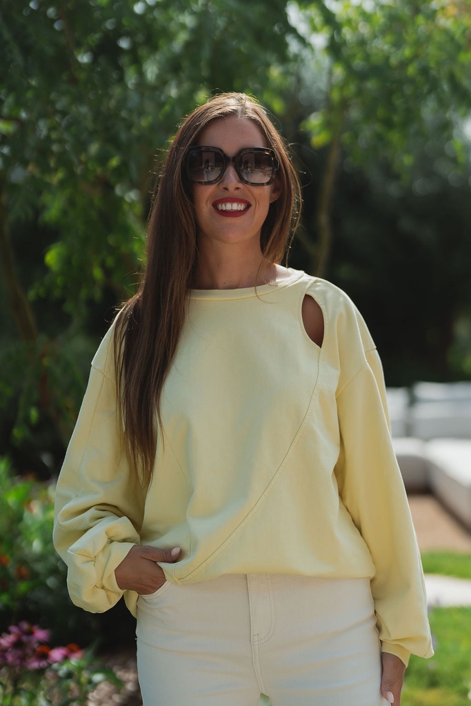 Cutout Sweatshirt Pastel yellow