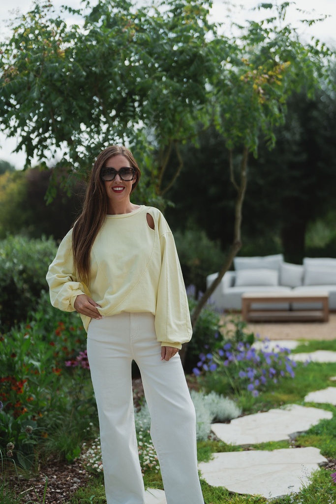 Cutout Sweatshirt Pastel yellow