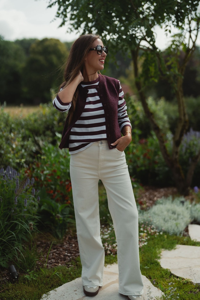 Essential Boxy Tee Striped Fig