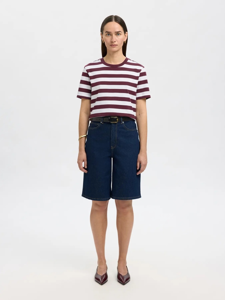 Essential Boxy Tee SS Striped Fig