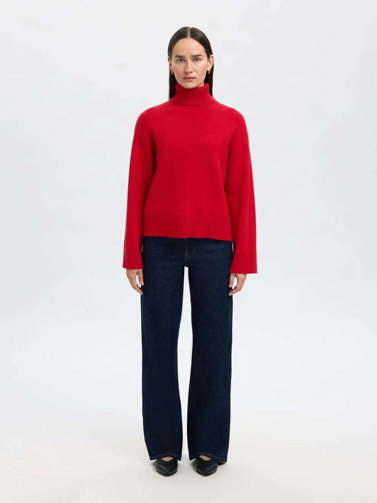 Knit Kamma Roll Neck Red