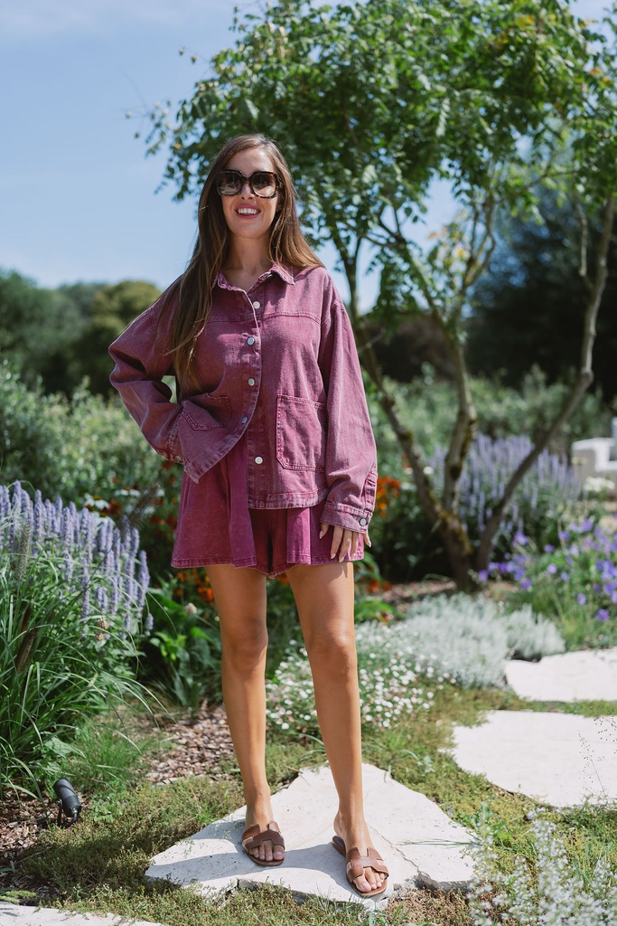 Denim Overshirt Burgundy
