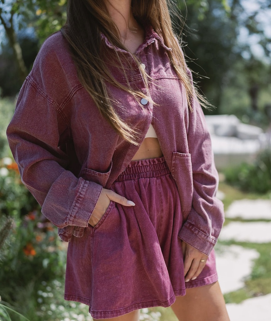 Denim Short Burgundy