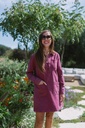 Straight Denim Dress LS Burgundy