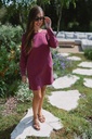 Denim Dress LS Burgundy