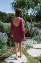 Denim Dress LS Burgundy
