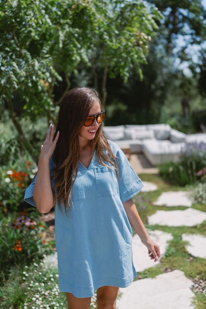Straight Denim Dress Blue