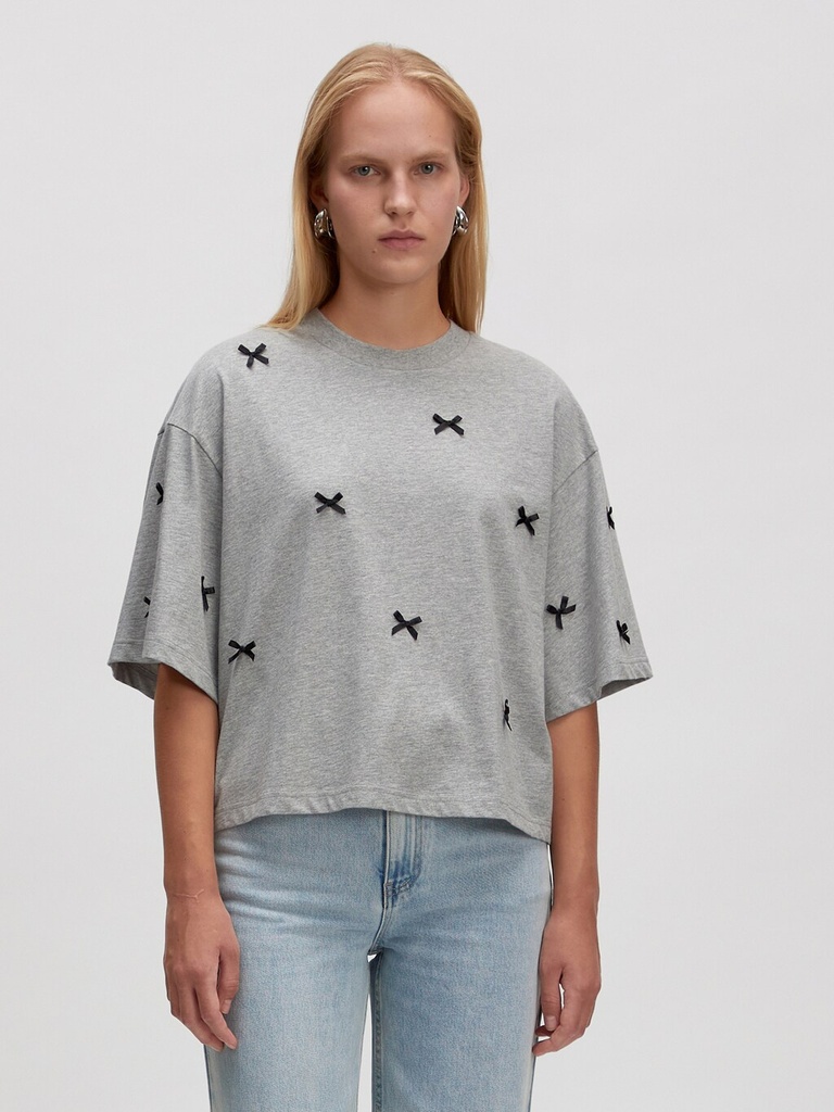 T-Shirt Iolana Grey Black Bows