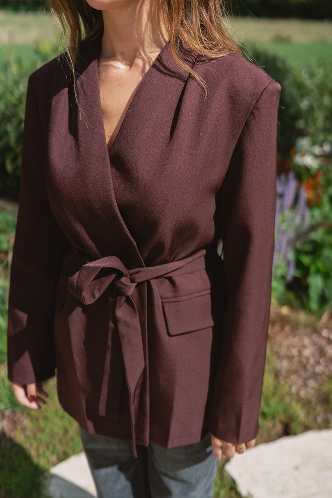 Blazer With Belt Janet Burgundy