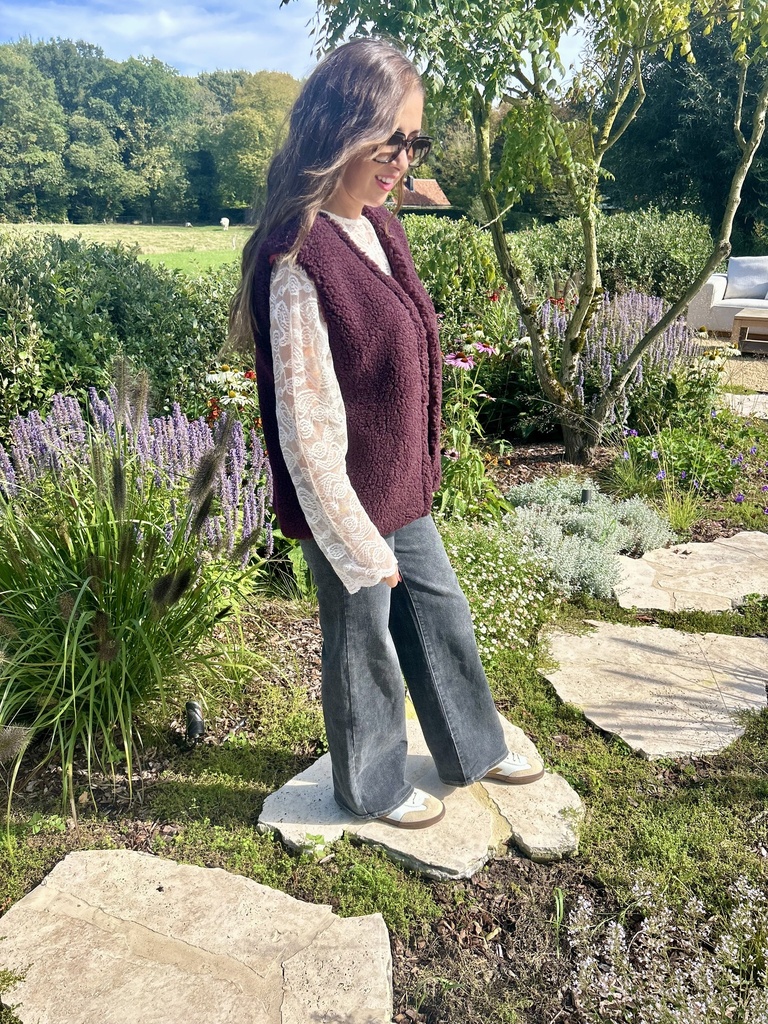 Teddy Vest Max Burgundy